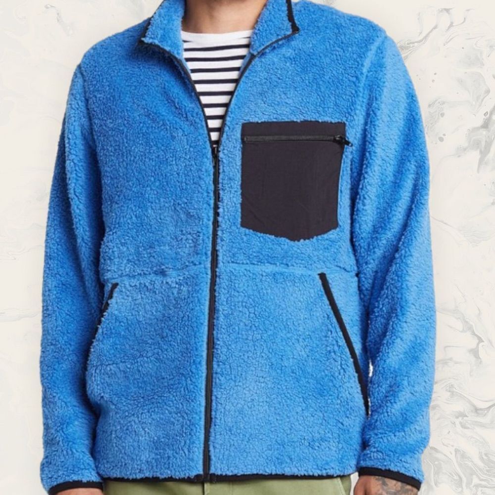 NWT Abound Men’s Nordstrom Faux Shearling Fleece Full Zip Jacket - Size XL - Blu